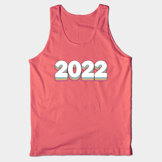 Year 2022 Happy New Year Retro Vintage Pink Yellow Blue Tank Top by RetroDesign